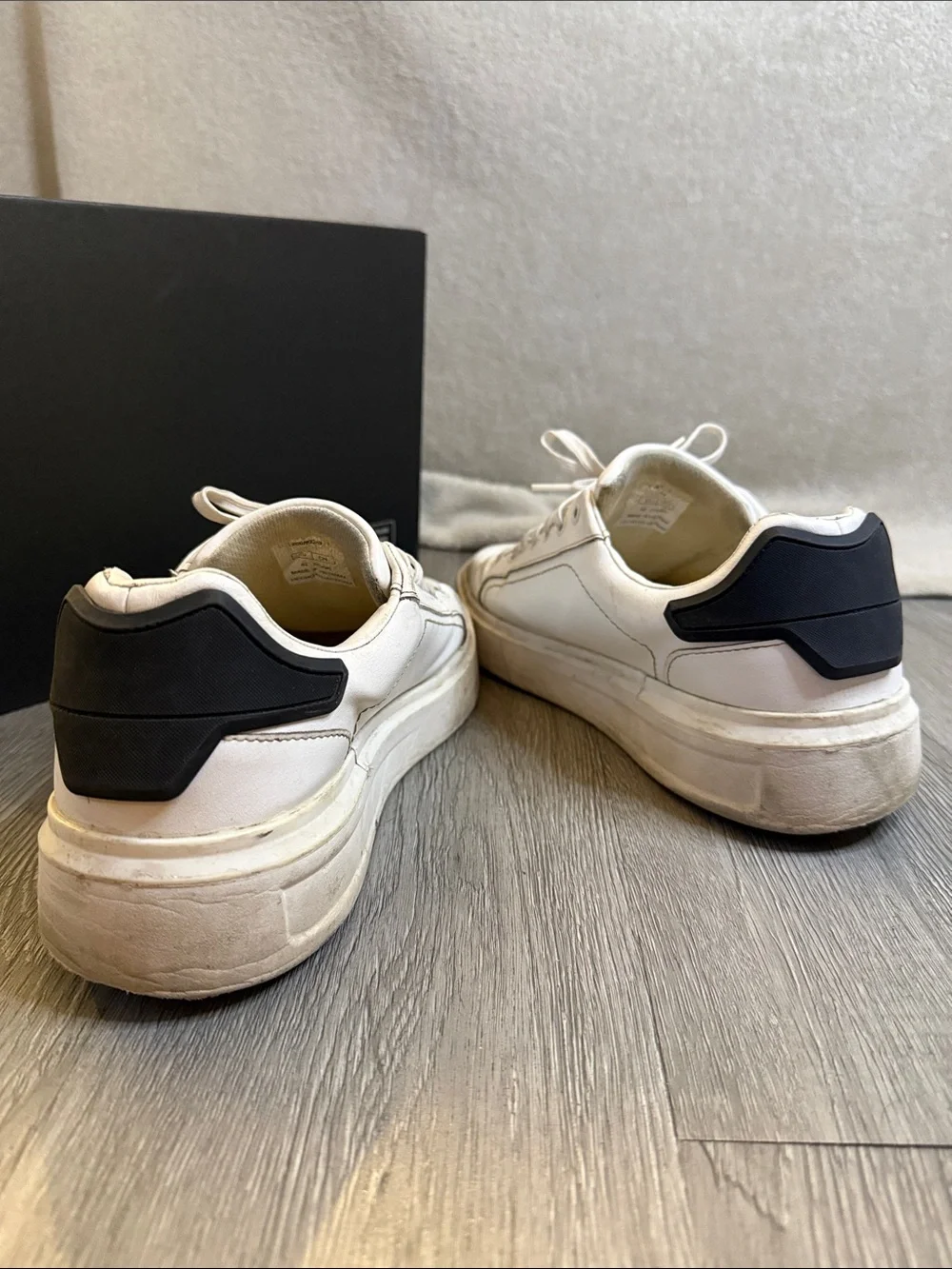 Zara White Leather Lace-Up Sneakers - size 42